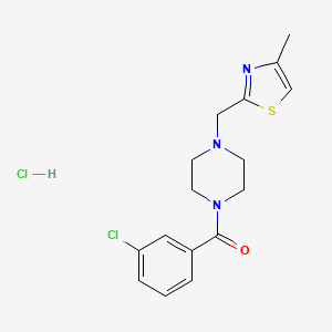 molecular formula C16H19Cl2N3OS B2655278 (3-氯苯基)(4-((4-甲基噻唑-2-基)甲基)哌嗪-1-基)甲烷酮盐酸盐 CAS No. 1323583-16-9