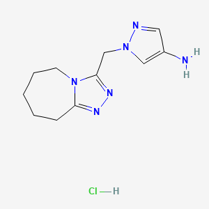 molecular formula C11H17ClN6 B2655284 1-(6,7,8,9-Tetrahydro-5H-[1,2,4]triazolo[4,3-a]azepin-3-ylmethyl)-1h-pyrazol-4-amine hydrochloride CAS No. 1431967-69-9