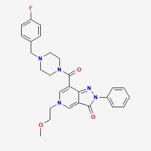 molecular formula C27H28FN5O3 B2655288 7-(4-(4-氟苯甲基)哌嗪-1-羰基)-5-(2-甲氧基乙基)-2-苯基-2H-吡唑并[4,3-c]吡啶-3(5H)-酮 CAS No. 1021210-46-7
