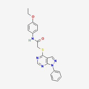 molecular formula C21H19N5O2S B2655294 N-(4-乙氧基苯基)-2-((1-苯基-1H-吡唑并[3,4-d]嘧啶-4-基)硫代)乙酰胺 CAS No. 483293-63-6