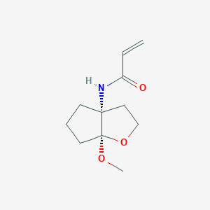 molecular formula C11H17NO3 B2655296 N-[(3Ar,6aS)-6a-methoxy-3,4,5,6-tetrahydro-2H-cyclopenta[b]furan-3a-yl]prop-2-enamide CAS No. 2224517-29-5