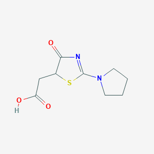 molecular formula C9H12N2O3S B2655298 (4-Oxo-2-pyrrolidin-1-yl-4,5-dihydro-thiazol-5-yl)-acetic acid CAS No. 842976-95-8