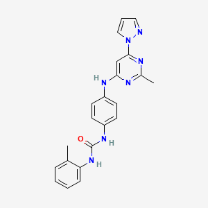molecular formula C22H21N7O B2655299 1-(4-((2-methyl-6-(1H-pyrazol-1-yl)pyrimidin-4-yl)amino)phenyl)-3-(o-tolyl)urea CAS No. 1170406-01-5