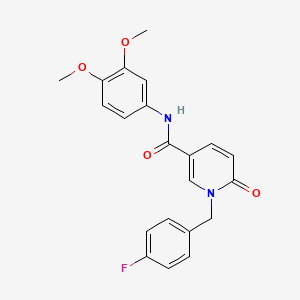 molecular formula C21H19FN2O4 B2655301 N-(3,4-dimethoxyphenyl)-1-(4-fluorobenzyl)-6-oxo-1,6-dihydropyridine-3-carboxamide CAS No. 1004257-14-0