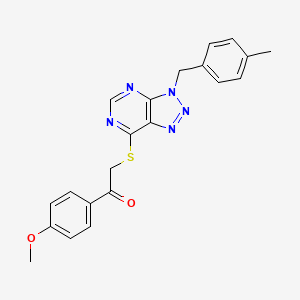 molecular formula C21H19N5O2S B2655306 1-(4-甲氧基苯基)-2-[3-[(4-甲基苯基)甲基]三唑并[4,5-d]嘧啶-7-基]硫代乙酮 CAS No. 941905-96-0