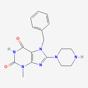 molecular formula C17H20N6O2 B2655310 7-Benzyl-3-methyl-8-piperazin-1-yl-3,7-dihydro-purine-2,6-dione CAS No. 299419-33-3
