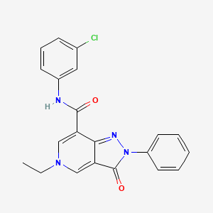 molecular formula C21H17ClN4O2 B2655313 N-(3-chlorophenyl)-5-ethyl-3-oxo-2-phenyl-3,5-dihydro-2H-pyrazolo[4,3-c]pyridine-7-carboxamide CAS No. 923145-81-7