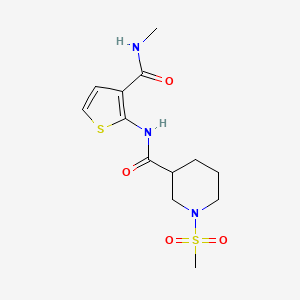 molecular formula C13H19N3O4S2 B2655320 N-(3-(methylcarbamoyl)thiophen-2-yl)-1-(methylsulfonyl)piperidine-3-carboxamide CAS No. 1058398-81-4