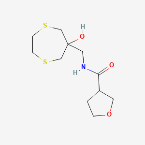 N-[(6-hydroxy-1,4-dithiepan-6-yl)methyl]oxolane-3-carboxamide