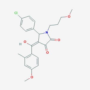 molecular formula C23H24ClNO5 B265533 5-(4-chlorophenyl)-3-hydroxy-4-(4-methoxy-2-methylbenzoyl)-1-(3-methoxypropyl)-1,5-dihydro-2H-pyrrol-2-one 