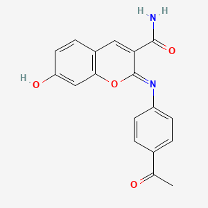 (2Z)-2-[(4-acetylphenyl)imino]-7-hydroxy-2H-chromene-3-carboxamide