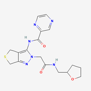 N-(2-(2-oxo-2-(((tetrahydrofuran-2-yl)methyl)amino)ethyl)-4,6-dihydro-2H-thieno[3,4-c]pyrazol-3-yl)pyrazine-2-carboxamide