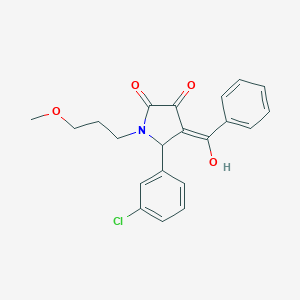molecular formula C21H20ClNO4 B265535 (4E)-5-(3-chlorophenyl)-4-[hydroxy(phenyl)methylidene]-1-(3-methoxypropyl)pyrrolidine-2,3-dione 