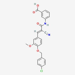 B2655358 3-[[(E)-3-[4-[(4-chlorophenyl)methoxy]-3-methoxyphenyl]-2-cyanoprop-2-enoyl]amino]benzoic acid CAS No. 380475-62-7