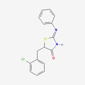 molecular formula C16H13ClN2OS B2655385 (E)-5-(2-氯苄基)-2-(苯亚氨基)噻唑烷-4-酮 CAS No. 303093-03-0
