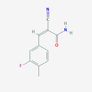 molecular formula C11H9FN2O B2655386 (2Z)-2-Cyano-3-(3-fluoro-4-methylphenyl)prop-2-enamide CAS No. 1385623-21-1