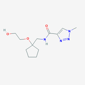 molecular formula C12H20N4O3 B2655387 N-((1-(2-hydroxyethoxy)cyclopentyl)methyl)-1-methyl-1H-1,2,3-triazole-4-carboxamide CAS No. 2175978-88-6
