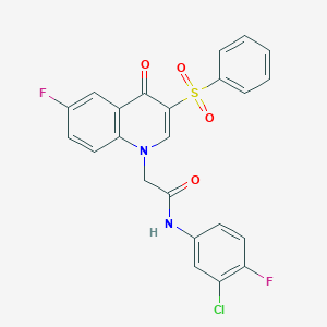 molecular formula C23H15ClF2N2O4S B2655413 2-[3-(benzenesulfonyl)-6-fluoro-4-oxoquinolin-1-yl]-N-(3-chloro-4-fluorophenyl)acetamide CAS No. 866591-24-4