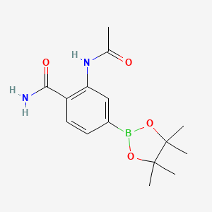 molecular formula C15H21BN2O4 B2655419 2-Acetamido-4-(4,4,5,5-tetramethyl-1,3,2-dioxaborolan-2-yl)benzamide CAS No. 1356963-36-4