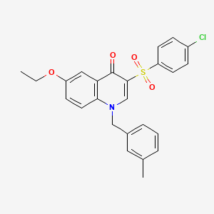 molecular formula C25H22ClNO4S B2655436 3-(4-氯苯磺酰基)-6-乙氧基-1-[(3-甲苯磺酰基)甲基]喹啉-4-酮 CAS No. 866808-96-0