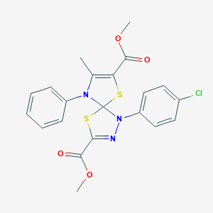 molecular formula C21H18ClN3O4S2 B265544 Dimethyl 1-(4-chlorophenyl)-8-methyl-9-phenyl-4,6-dithia-1,2,9-triazaspiro[4.4]nona-2,7-diene-3,7-dicarboxylate 