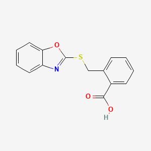 molecular formula C15H11NO3S B2655441 2-[(1,3-Benzoxazol-2-ylsulfanyl)methyl]benzoic acid CAS No. 733795-46-5