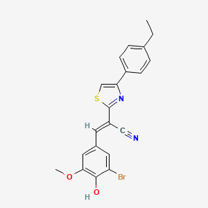 molecular formula C21H17BrN2O2S B2655442 (E)-3-(3-溴-4-羟基-5-甲氧基苯基)-2-(4-(4-乙基苯基)噻唑-2-基)丙烯腈 CAS No. 683254-55-9