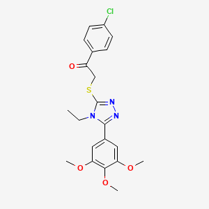 1-(4-Chlorophenyl)-2-[[4-ethyl-5-(3,4,5-trimethoxyphenyl)-1,2,4-triazol-3-yl]sulfanyl]ethanone