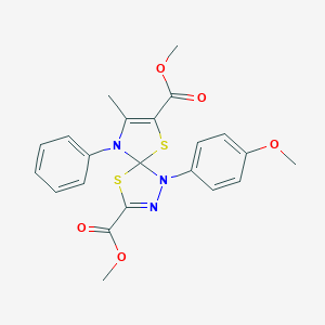molecular formula C22H21N3O5S2 B265545 Dimethyl 1-(4-methoxyphenyl)-8-methyl-9-phenyl-4,6-dithia-1,2,9-triazaspiro[4.4]nona-2,7-diene-3,7-dicarboxylate 