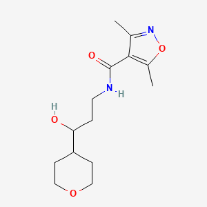 molecular formula C14H22N2O4 B2655457 N-(3-羟基-3-(四氢-2H-吡喃-4-基)丙基)-3,5-二甲基异恶唑-4-甲酰胺 CAS No. 2034403-82-0