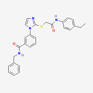 molecular formula C27H26N4O2S B2655467 N-benzyl-3-(2-((2-((4-ethylphenyl)amino)-2-oxoethyl)thio)-1H-imidazol-1-yl)benzamide CAS No. 1115439-68-3