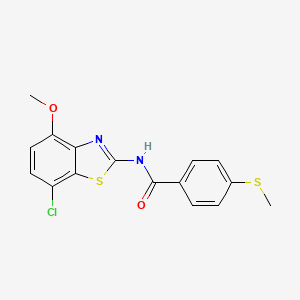 molecular formula C16H13ClN2O2S2 B2655477 N-(7-氯-4-甲氧基苯并[d]噻唑-2-基)-4-(甲硫基)苯甲酰胺 CAS No. 886951-85-5