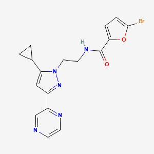 molecular formula C17H16BrN5O2 B2655479 5-溴-N-(2-(5-环丙基-3-(吡嗪-2-基)-1H-吡唑-1-基)乙基)呋喃-2-甲酰胺 CAS No. 2034505-77-4