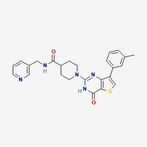 molecular formula C25H25N5O2S B2655482 1-[7-(3-甲基苯基)-4-氧代-3,4-二氢噻吩并[3,2-d]嘧啶-2-基]-N-(吡啶-3-基甲基)哌啶-4-甲酰胺 CAS No. 1243022-33-4