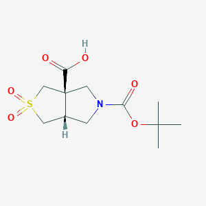 molecular formula C12H19NO6S B2655510 rel-(3aS,6aR)-5-(tert-Butoxycarbonyl)tetrahydro-1H-thieno[3,4-c]pyrrole-3a(3H)-carboxylic acid 2,2-dioxide CAS No. 1955553-07-7