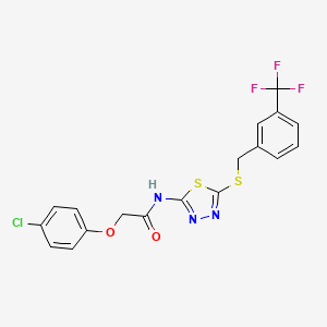 molecular formula C18H13ClF3N3O2S2 B2655514 2-(4-chlorophenoxy)-N-(5-((3-(trifluoromethyl)benzyl)thio)-1,3,4-thiadiazol-2-yl)acetamide CAS No. 392301-79-0