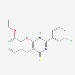 molecular formula C19H15ClN2O2S B2655520 2-(3-Chlorophenyl)-9-ethoxy-1,5-dihydrochromeno[2,3-d]pyrimidine-4-thione CAS No. 866726-97-8