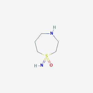 molecular formula C5H12N2OS B2655525 1-亚氨基-1l6,4-噻氮杂环己烷 1-氧化物 CAS No. 2168062-45-9