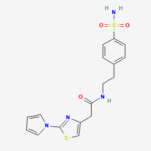 molecular formula C17H18N4O3S2 B2655530 2-(2-(1H-pyrrol-1-yl)thiazol-4-yl)-N-(4-sulfamoylphenethyl)acetamide CAS No. 1172695-36-1