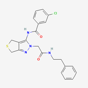 3-chloro-N-(2-(2-oxo-2-(phenethylamino)ethyl)-4,6-dihydro-2H-thieno[3,4-c]pyrazol-3-yl)benzamide