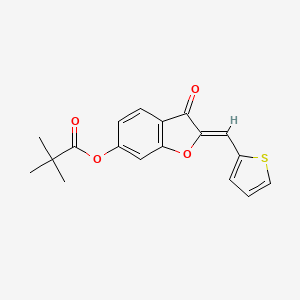 molecular formula C18H16O4S B2655533 (2Z)-3-oxo-2-(thiophen-2-ylmethylidene)-2,3-dihydro-1-benzofuran-6-yl 2,2-dimethylpropanoate CAS No. 622824-07-1