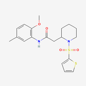 N-(2-methoxy-5-methylphenyl)-2-(1-(thiophen-2-ylsulfonyl)piperidin-2-yl)acetamide