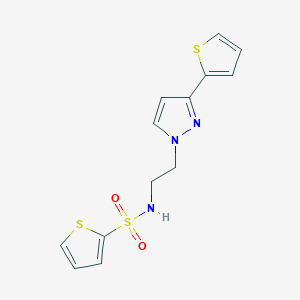 molecular formula C13H13N3O2S3 B2655553 N-(2-(3-(thiophen-2-yl)-1H-pyrazol-1-yl)ethyl)thiophene-2-sulfonamide CAS No. 1797679-28-7