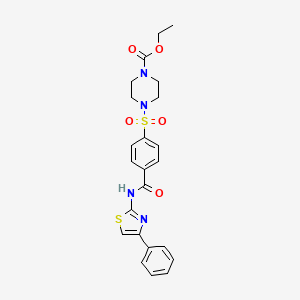 molecular formula C23H24N4O5S2 B2655558 Ethyl 4-((4-((4-phenylthiazol-2-yl)carbamoyl)phenyl)sulfonyl)piperazine-1-carboxylate CAS No. 361174-15-4