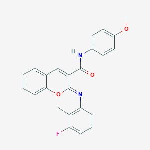 molecular formula C24H19FN2O3 B2655561 (2Z)-2-[(3-fluoro-2-methylphenyl)imino]-N-(4-methoxyphenyl)-2H-chromene-3-carboxamide CAS No. 1327183-10-7