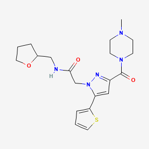 2-(3-(4-methylpiperazine-1-carbonyl)-5-(thiophen-2-yl)-1H-pyrazol-1-yl)-N-((tetrahydrofuran-2-yl)methyl)acetamide