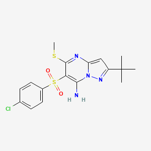 2-Tert-butyl-6-(4-chlorophenyl)sulfonyl-5-methylsulfanylpyrazolo[1,5-a]pyrimidin-7-amine