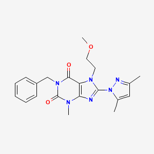 1-benzyl-8-(3,5-dimethyl-1H-pyrazol-1-yl)-7-(2-methoxyethyl)-3-methyl-1H-purine-2,6(3H,7H)-dione