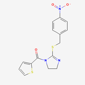 (2-((4-nitrobenzyl)thio)-4,5-dihydro-1H-imidazol-1-yl)(thiophen-2-yl)methanone