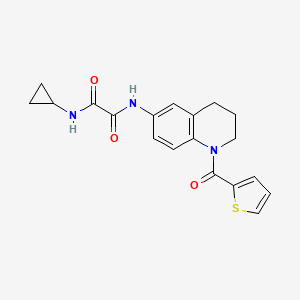 molecular formula C19H19N3O3S B2655598 N-cyclopropyl-N'-[1-(thiophene-2-carbonyl)-3,4-dihydro-2H-quinolin-6-yl]oxamide CAS No. 899983-42-7